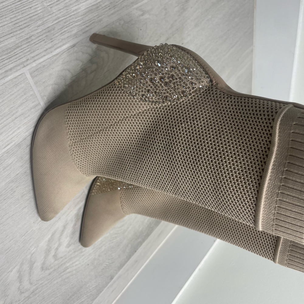 Nude Boots with Crystal Detail